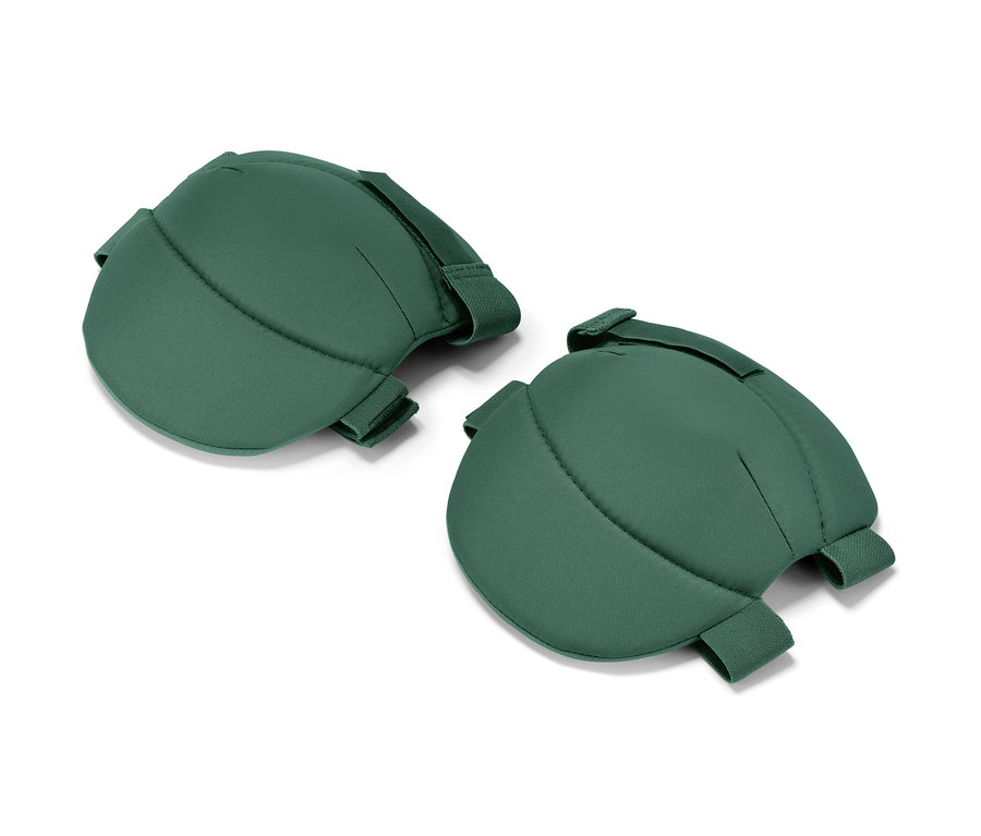 Zwei grüne Garten-Knieschoner auf weißem Hintergrund.