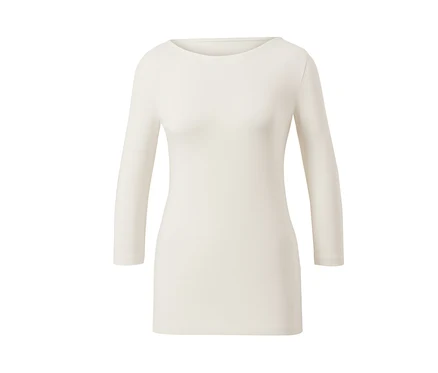 Weißes Shirt mit 3/4-Arm.
