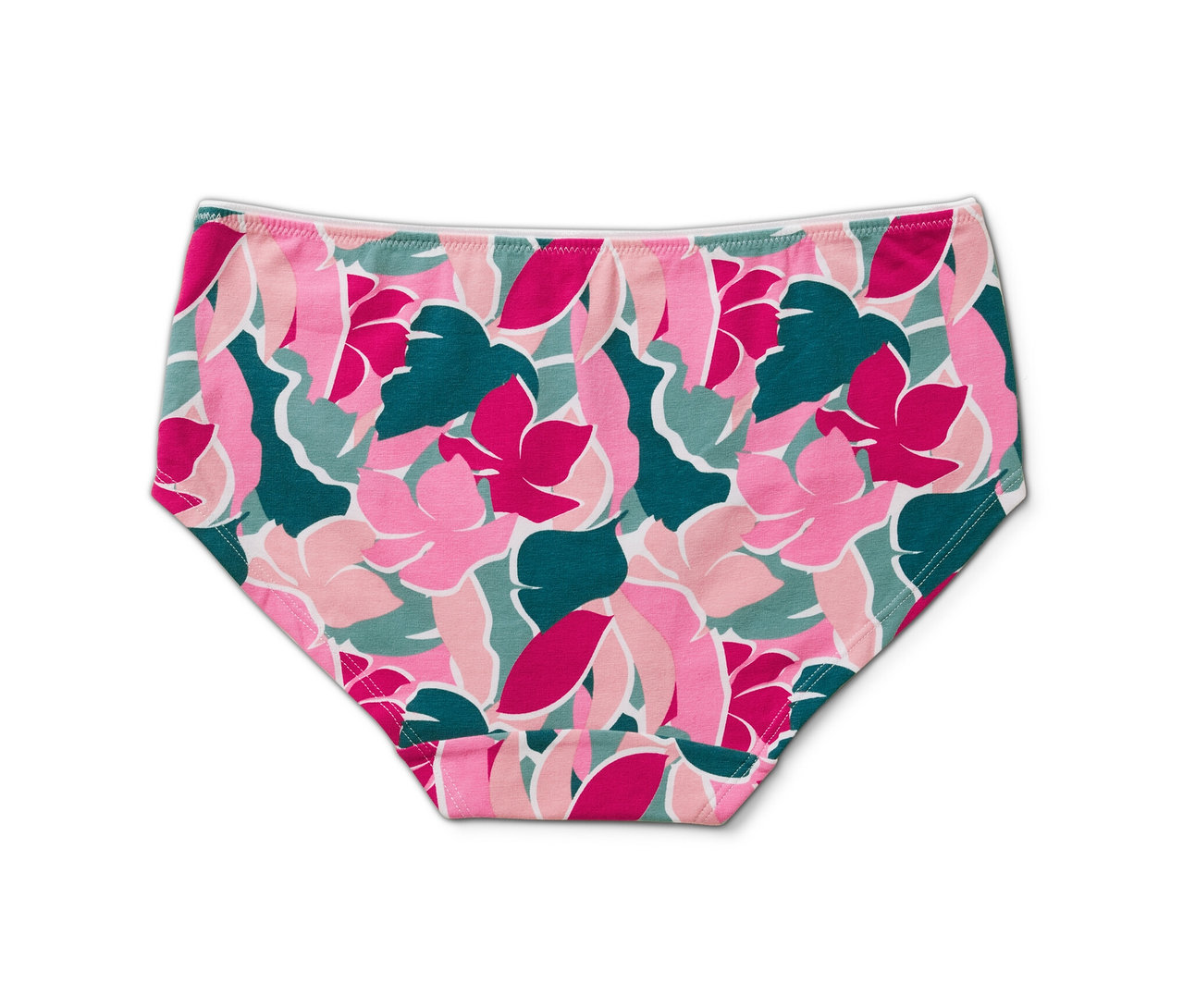 Eine Panty mit Blumenmuster. 5 Pantys, mehrfarbig.