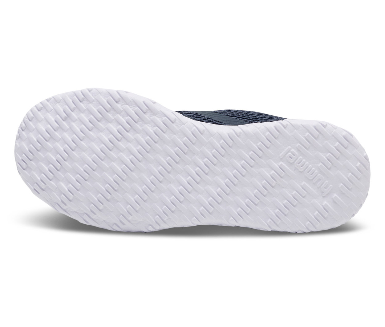 Sohle des Hummel Actus Recycled Jr Schuhs mit strukturierter Oberfläche.