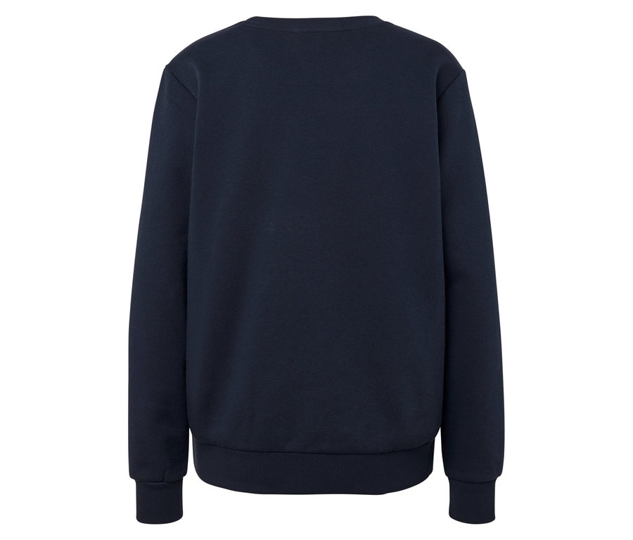 Dunkelblaues Langarm-Sweatshirt, Rückansicht.