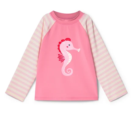 Rosa langärmliges Shirt mit Seepferdchen-Motiv.