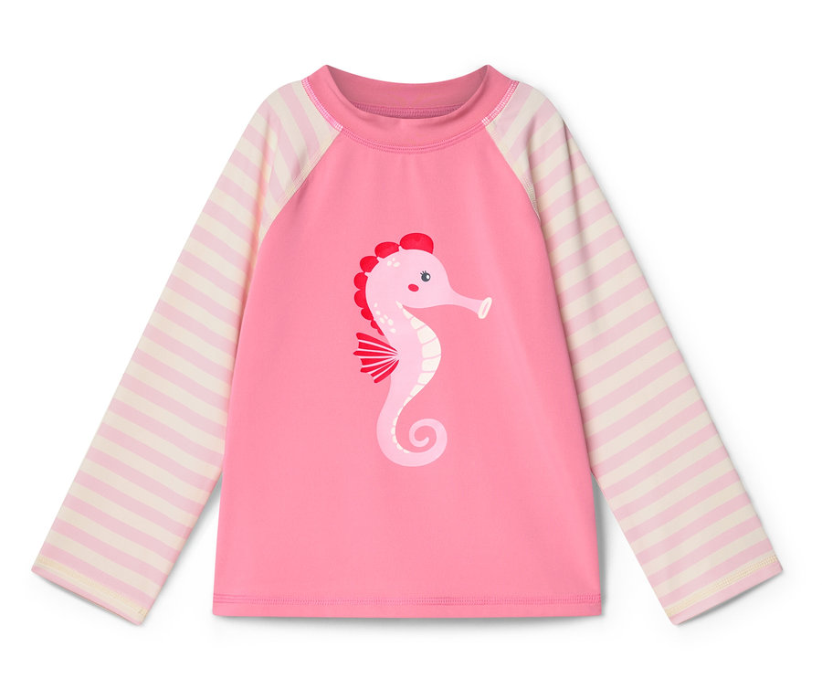 Rosa langärmliges Shirt mit Seepferdchen-Motiv.