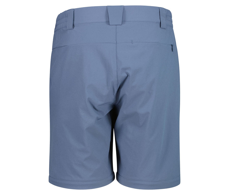 Rückansicht von blauen Shorts.