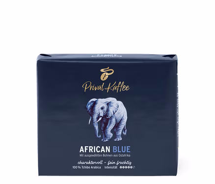 Eine Packung Privat Kaffee African Blue - 500 g Gemahlen.