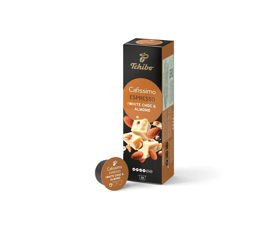 Packung Cafissimo Flavoured Espresso - White Choc & Almond - 10 Kapseln.