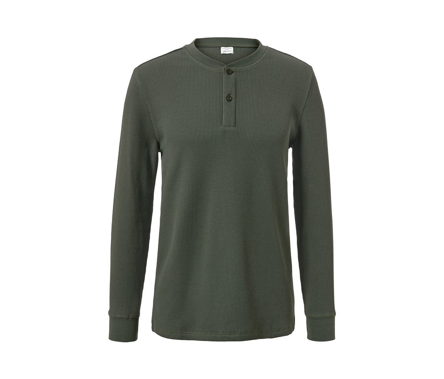 Khaki Langarm-Henley.