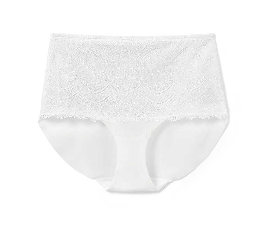 Weiße Highwaist-Panty mit Spitze.