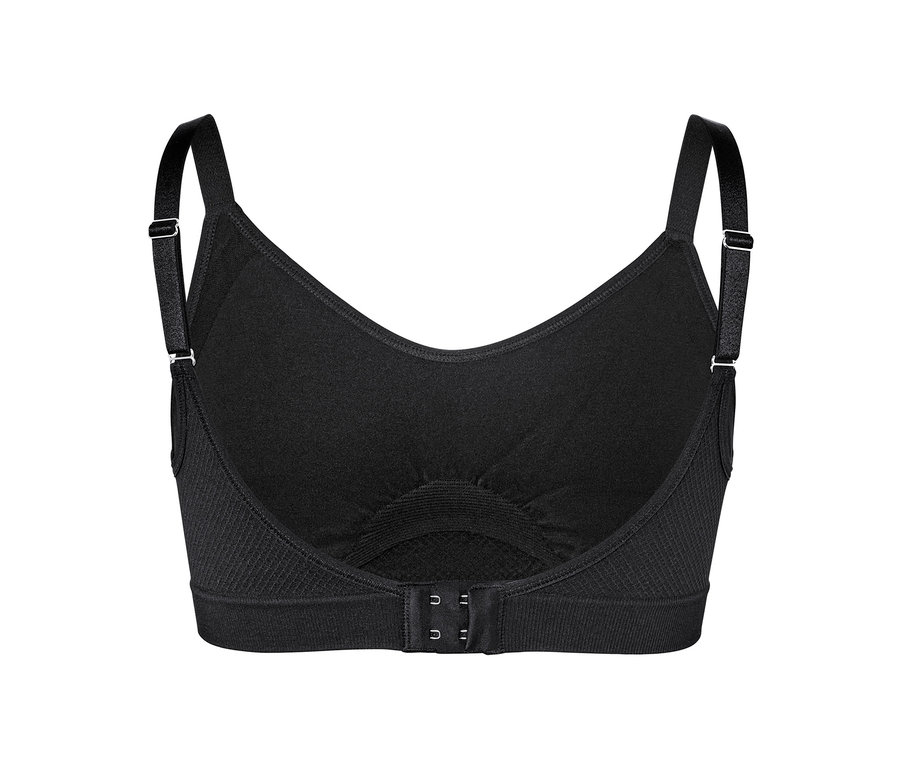 Detailansicht eines schwarzen Seamless-Sport-BHs.