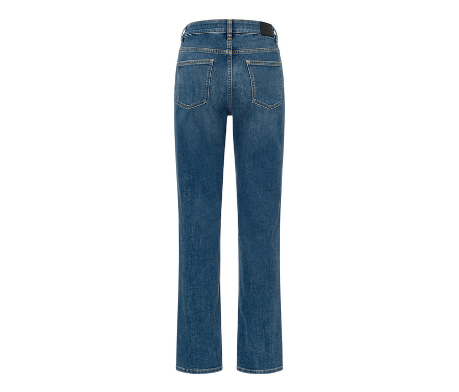 Rückansicht einer mittelblauen Straight Jeans – Fit »Kira«.