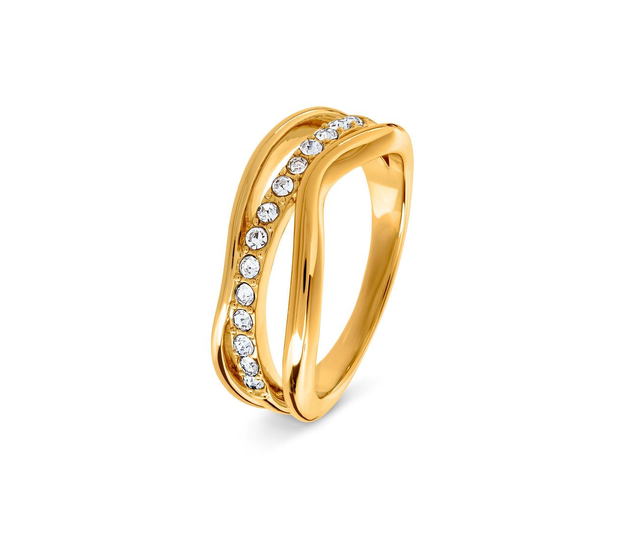 Goldener Ring mit Steinchen.