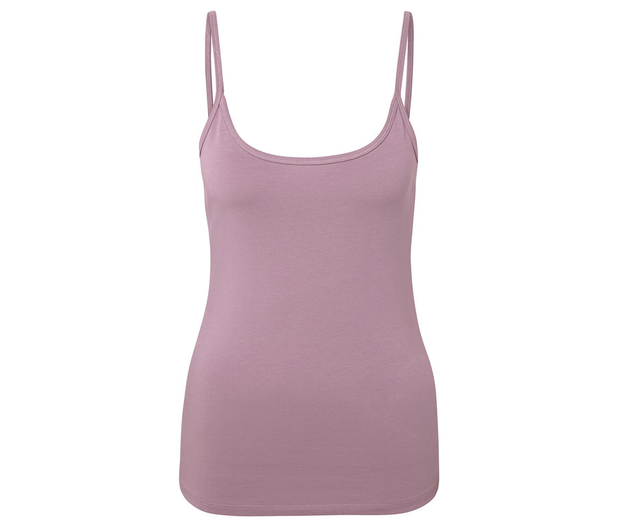 Lila Tanktop mit dünnen Trägern.