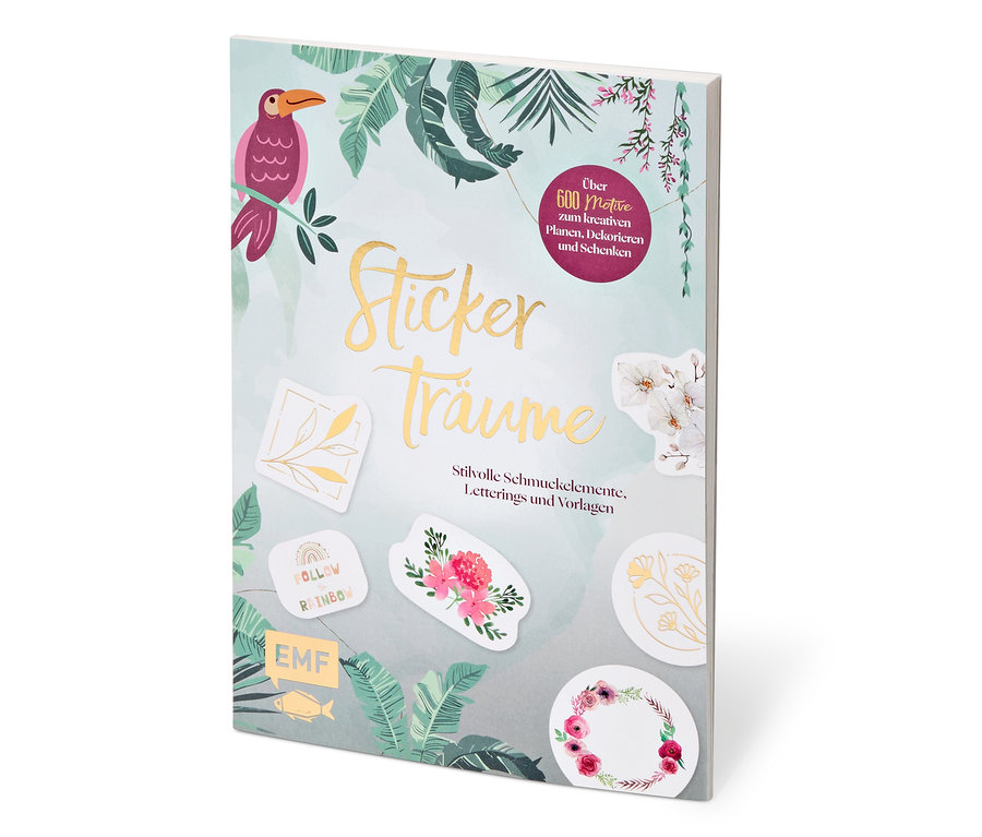 Buch »Stickerträume« mit verschiedenen Motiven auf dem Cover.