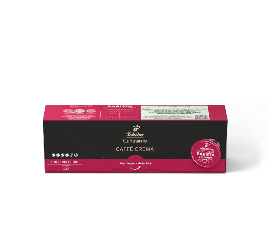 Eine Packung Cafissimo Barista Caffè Crema Colombia Kapseln.