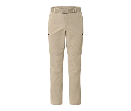 Beige 2-in-1-Funktionshose mit Gürtel.