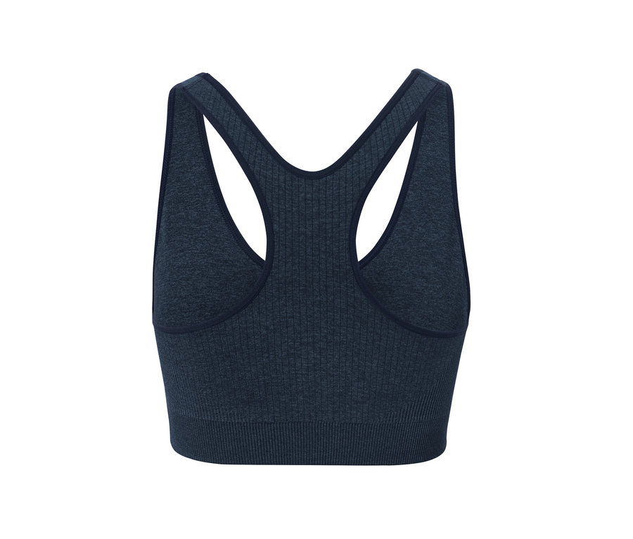 Dunkelblaues Seamless-Sport-Bustier von hinten.