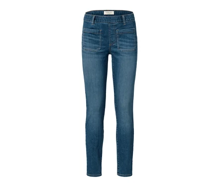 Blaue Treggings »Fit Nelly« vor weißem Hintergrund.