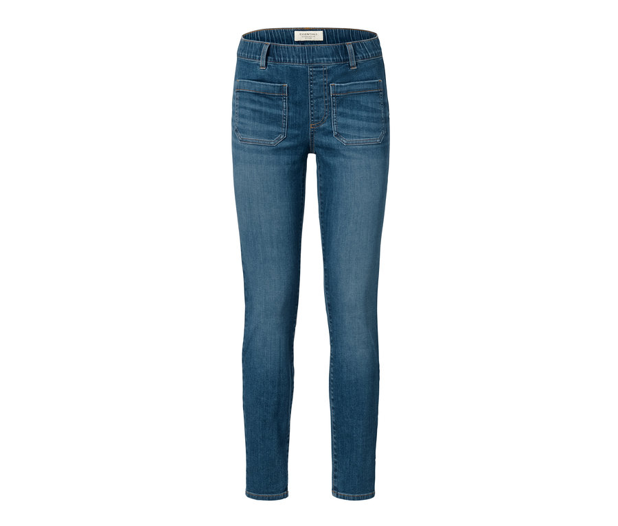 Blaue Treggings »Fit Nelly« vor weißem Hintergrund.