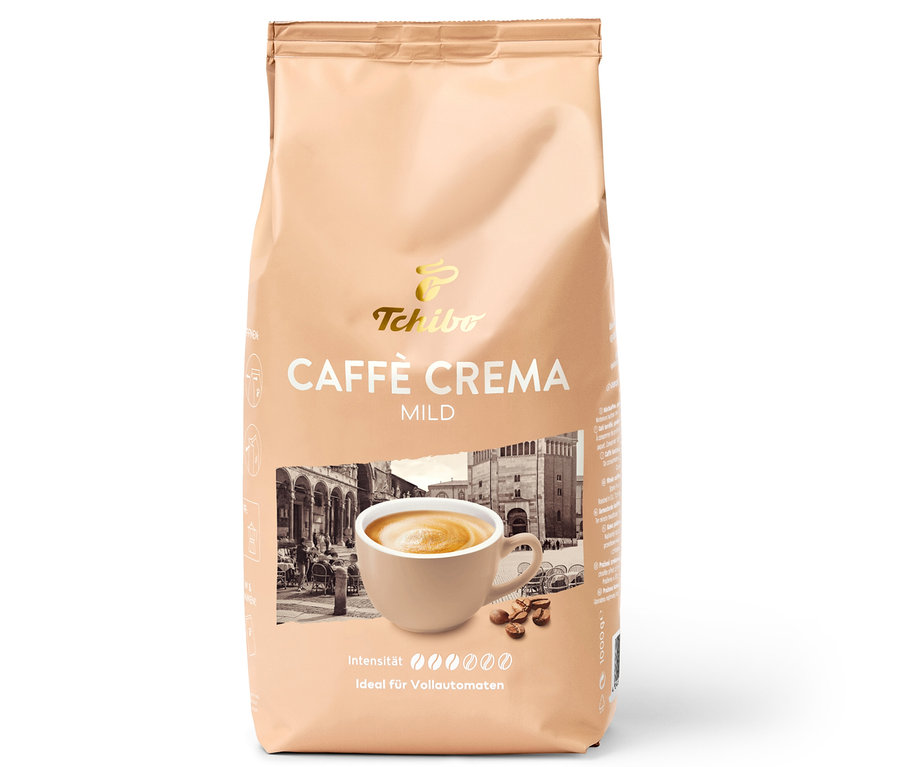 Eine Packung Caffè Crema Mild - 1 kg Ganze Bohne und ein Caffè Crema Bestseller-Set.