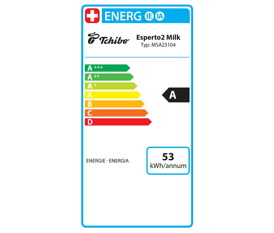 Energielabel für »Esperto 2 Milk« Granite Black.