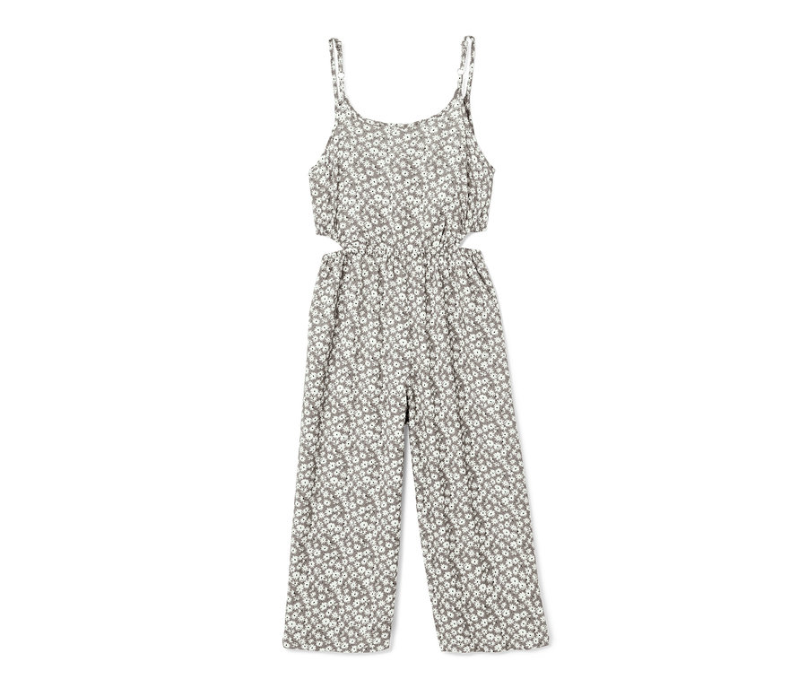 Ein Jumpsuit in 7/8-Länge mit Blumenmuster.