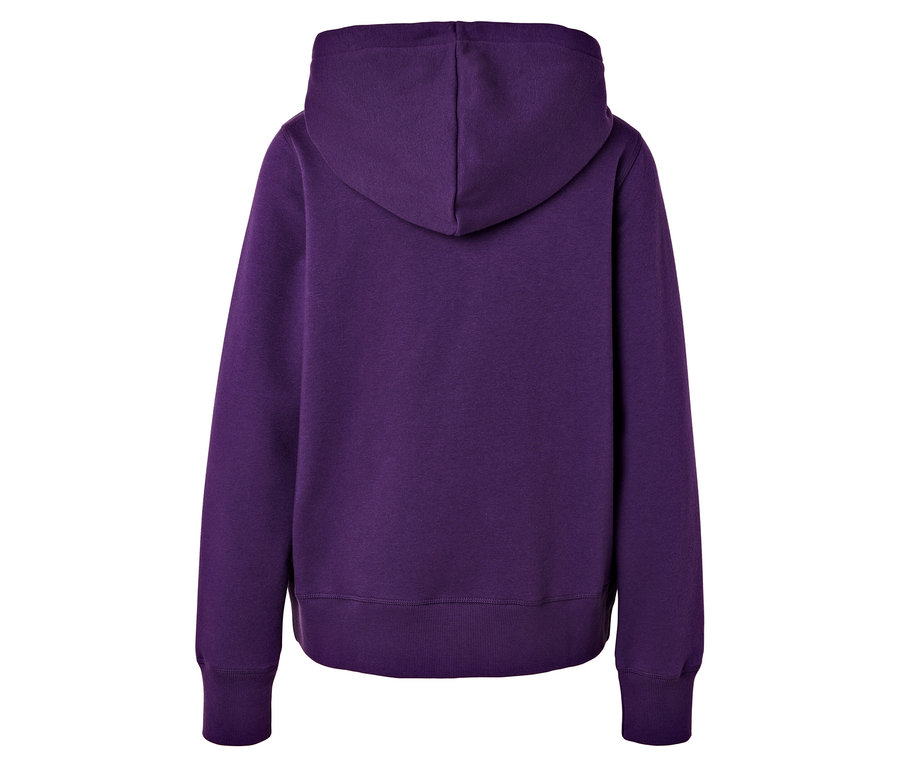 Rückseite eines lila Hoodies.