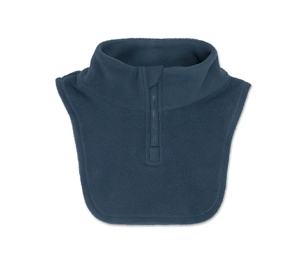 Blauer Fleece-Kragenwärmer mit Reißverschluss.