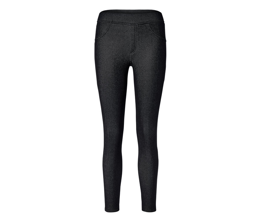 Schwarze, gefütterte Leggings in Jeansoptik.
