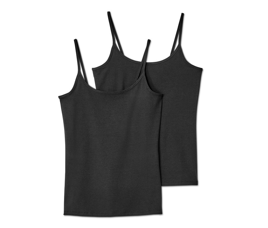 Zwei schwarze 2 Spaghetti-Hemdchen liegen übereinander.