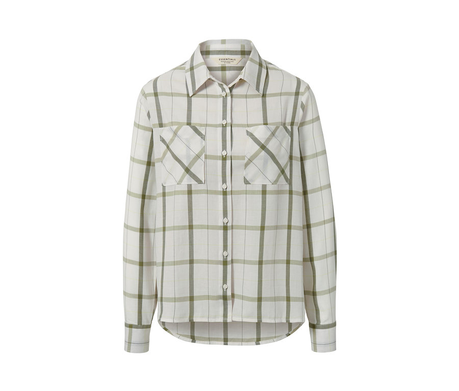 Karierte Bluse aus Baumwoll-Flanell mit langen Ärmeln und zwei Brusttaschen.
