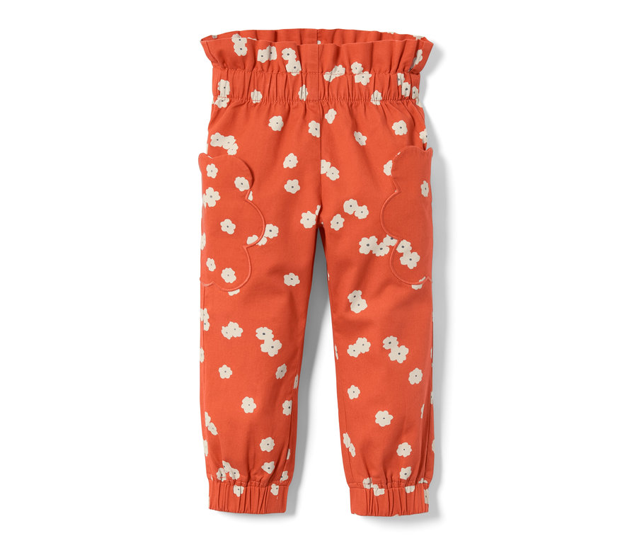 Orangefarbene Kleinkind-Schlupfhose mit Blumen-Alloverprint.