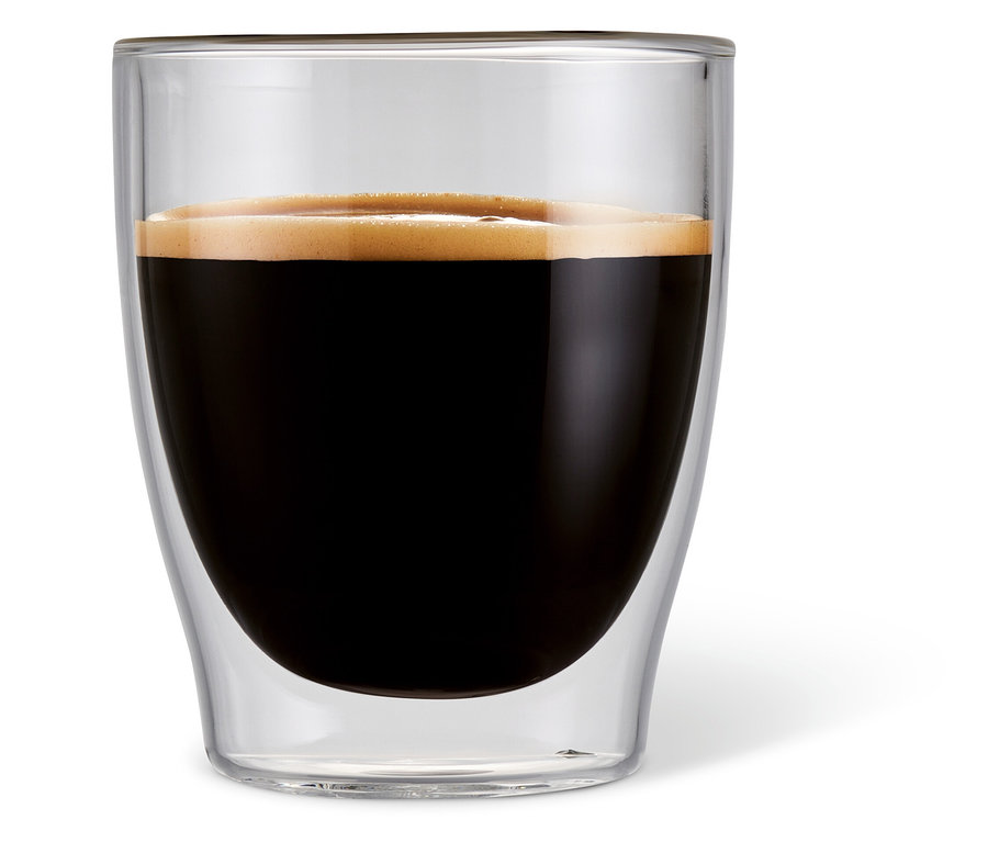 Espresso in einem doppelwandigen Glas.