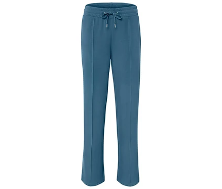 Blaue Trainingshose mit Kordelzug in der Taille.