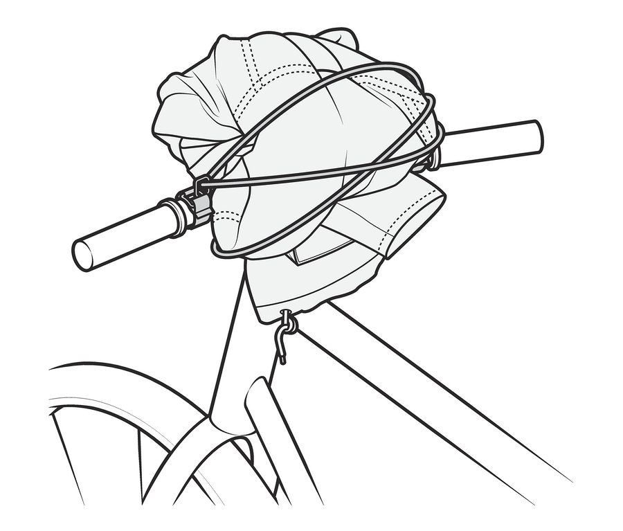 Fahrradlenker mit Lenkerspannband befestigt eine Ladung.