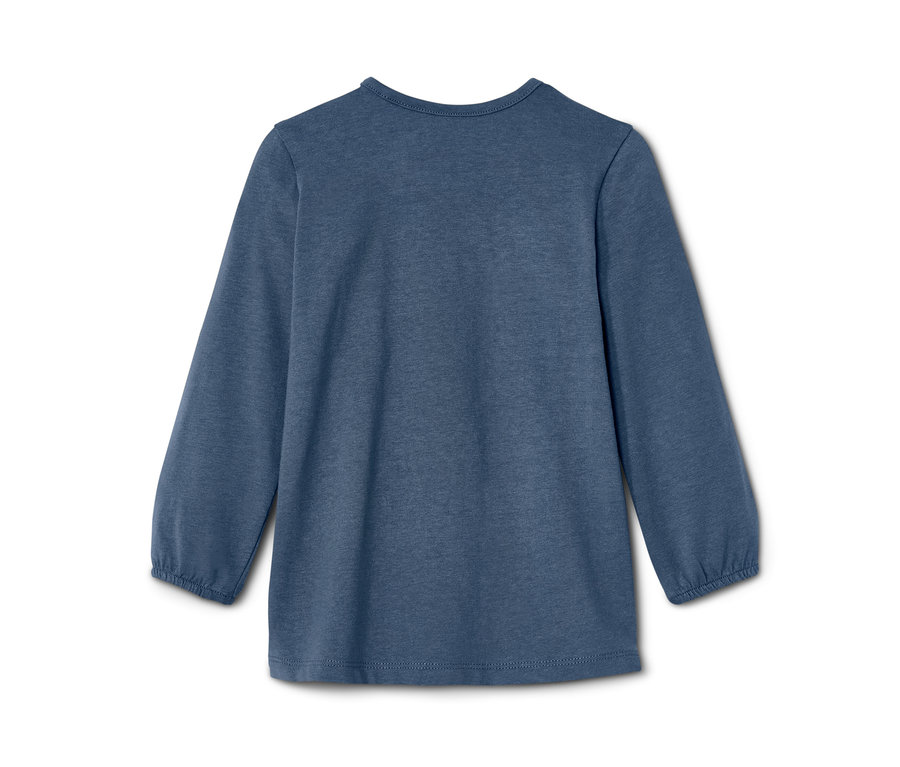 Blaues Kleinkind-Shirt mit langen Ärmeln.