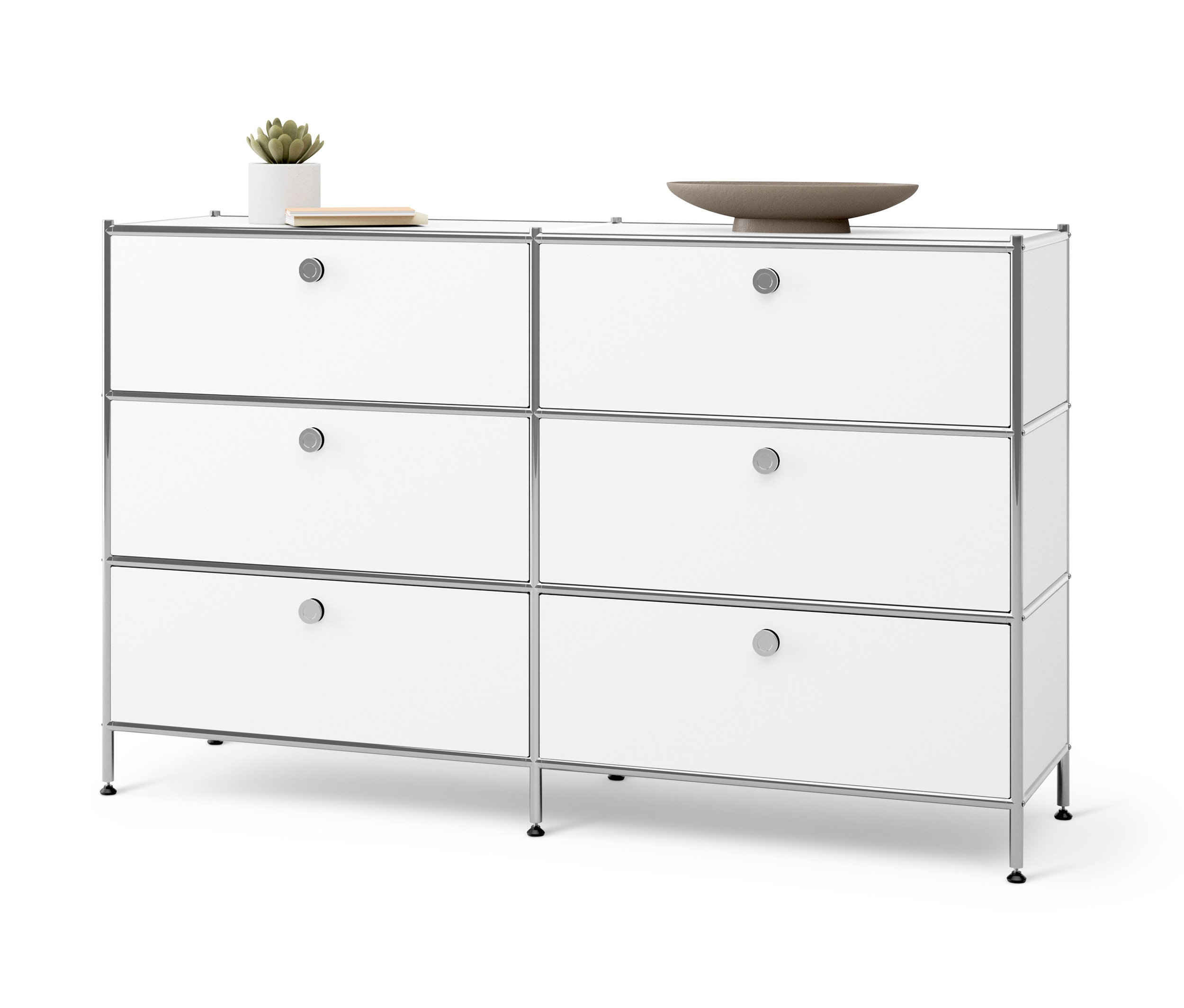 Weiße Kommode Metall »CN3« mit 6 Schubladen.