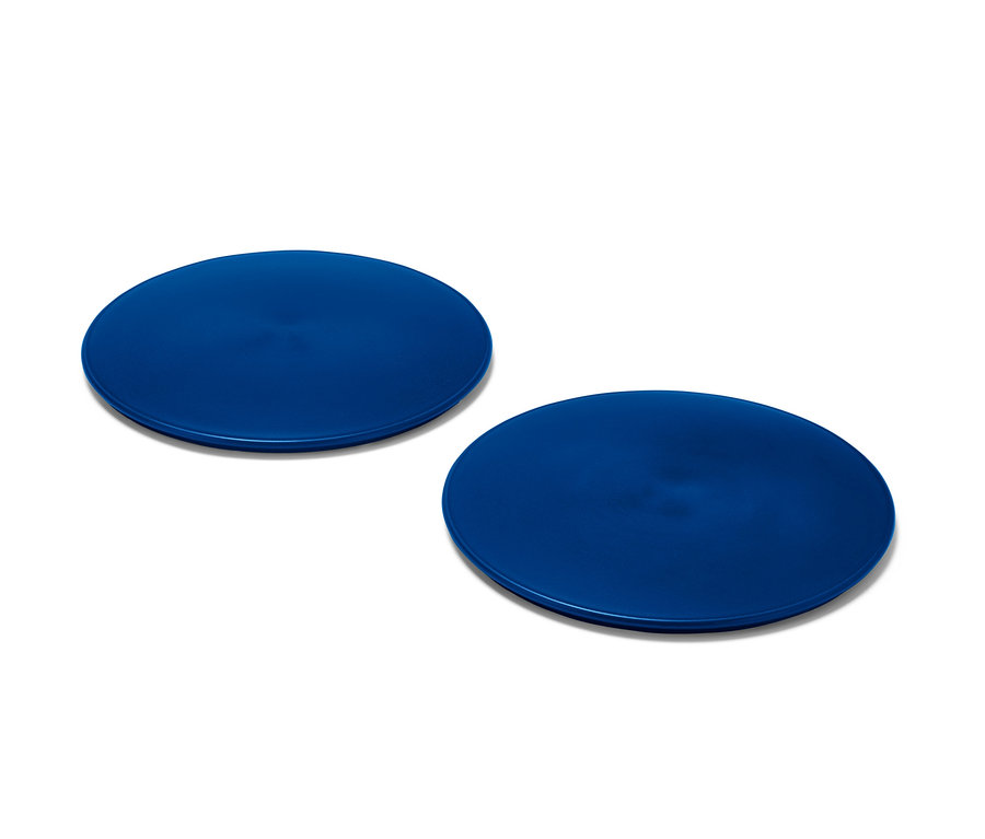 Zwei blaue 2 Slider Pads auf weißem Hintergrund.