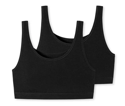 Zwei schwarze SCHIESSER Bustiers mit Bio-Baumwolle.