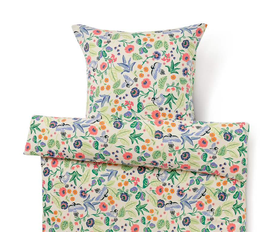 Jersey-Bettwäsche, Normalgröße mit Blumenmuster.
