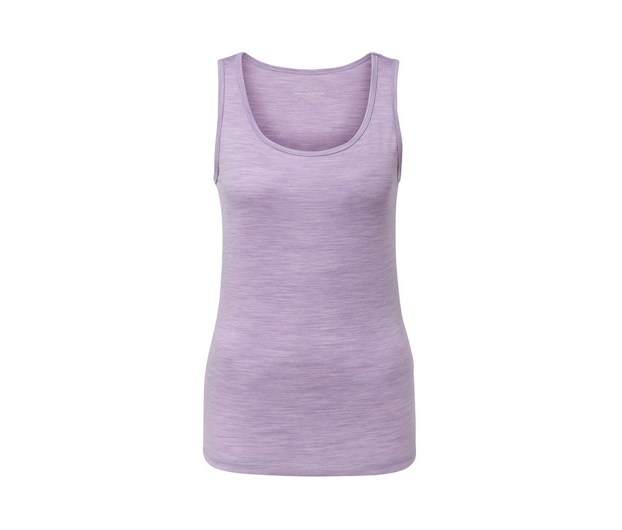 Einzelnes lila Tanktop mit Merinowolle.
