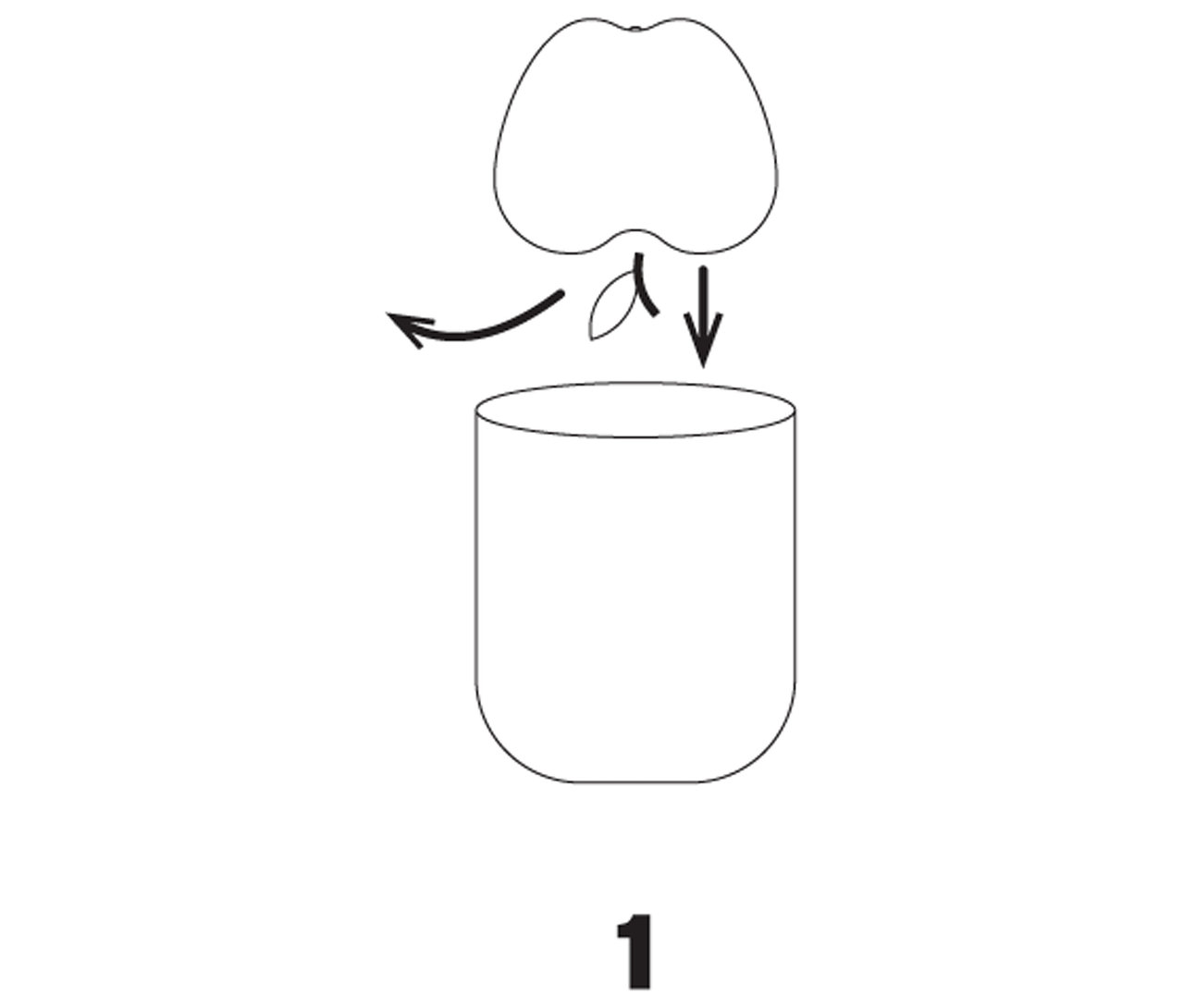 Die Illustration zeigt ein Schema, wie eine Einlage in einen Becher gelegt wird.