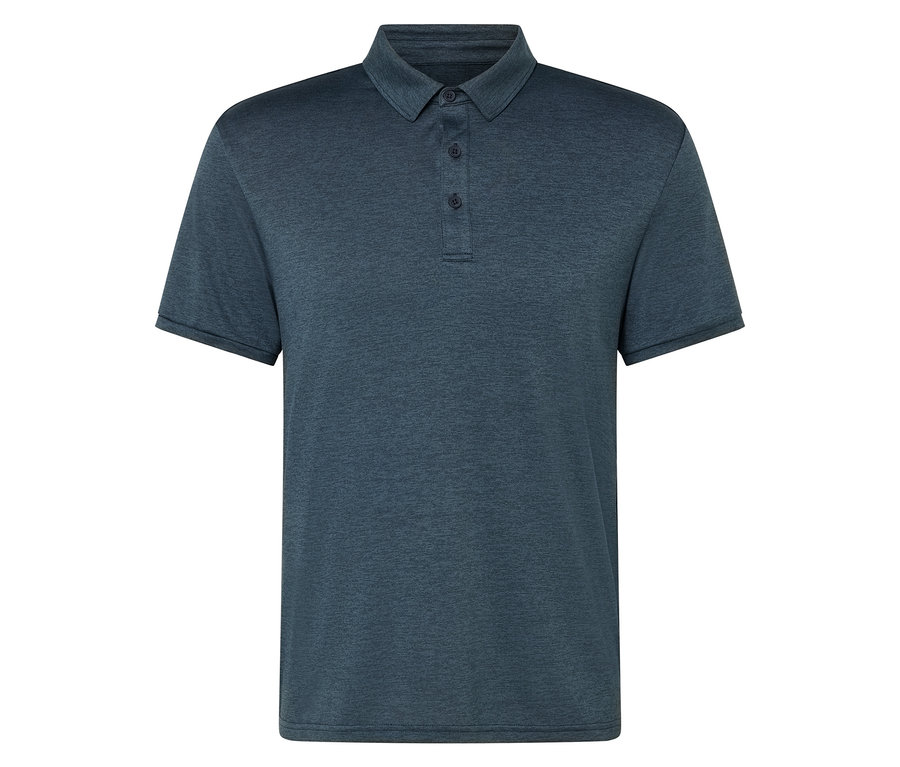 Dunkelblaues Poloshirt mit Knopfleiste.