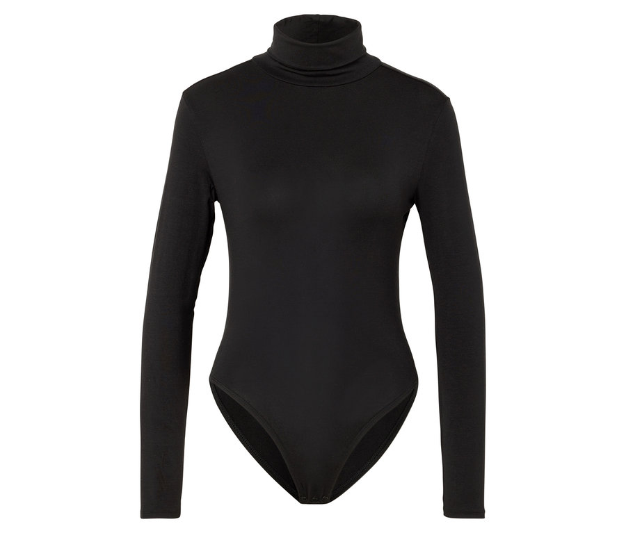 Schwarzer Langarmbody mit Rollkragen.