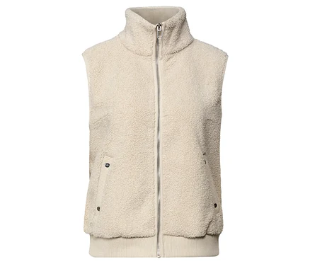 Die Street One Teddyweste in Creme ist mit einem durchgehenden Reißverschluss versehen.