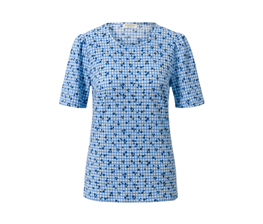 Blaues Blusenshirt mit Alloverprint.