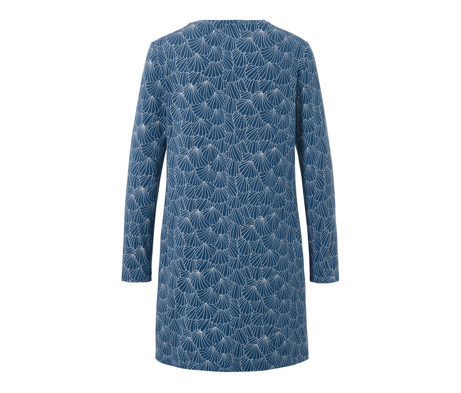 Blaues Nachthemd mit Allover-Muscheldruck.