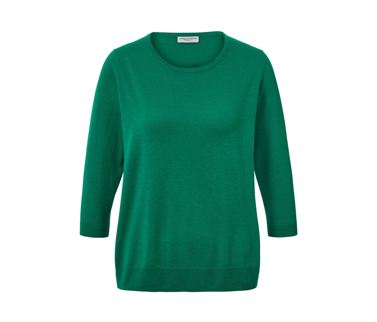 Grüner Feinstrickpullover mit Seide.