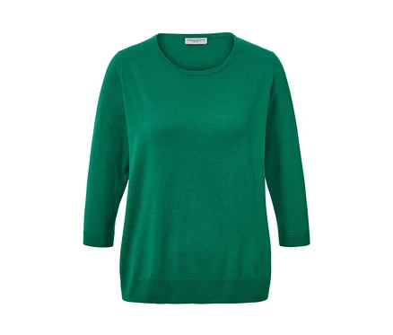 Grüner Feinstrickpullover mit Seide.