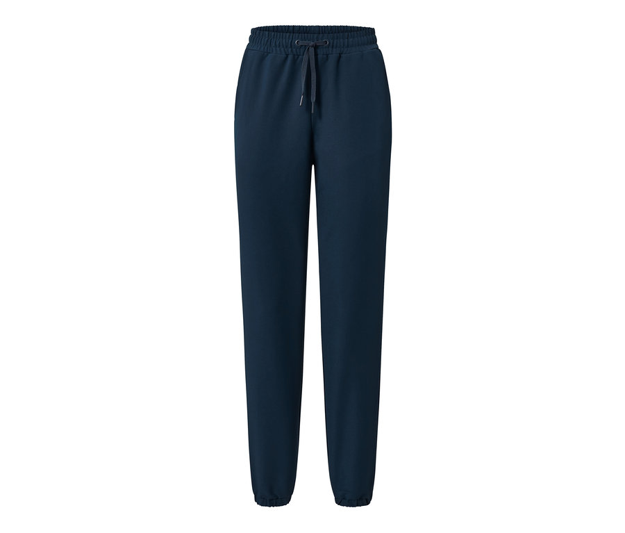 Marineblaue Softshell-Joggpants mit Kordelzug in der Taille.