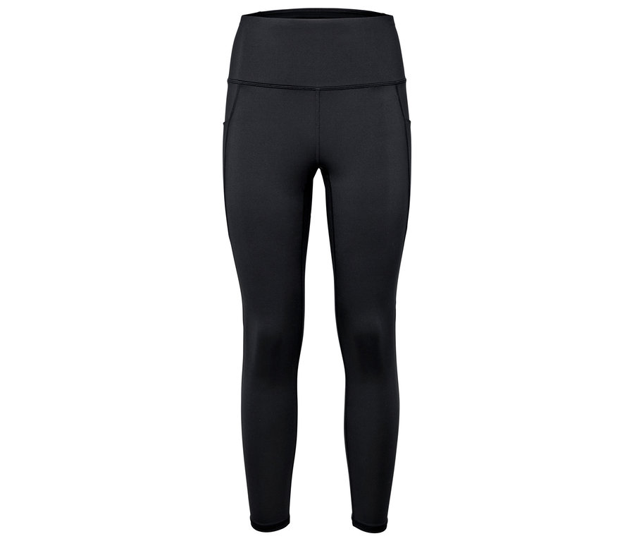 Schwarze Sportleggings mit hohem Bund und Seitentaschen.